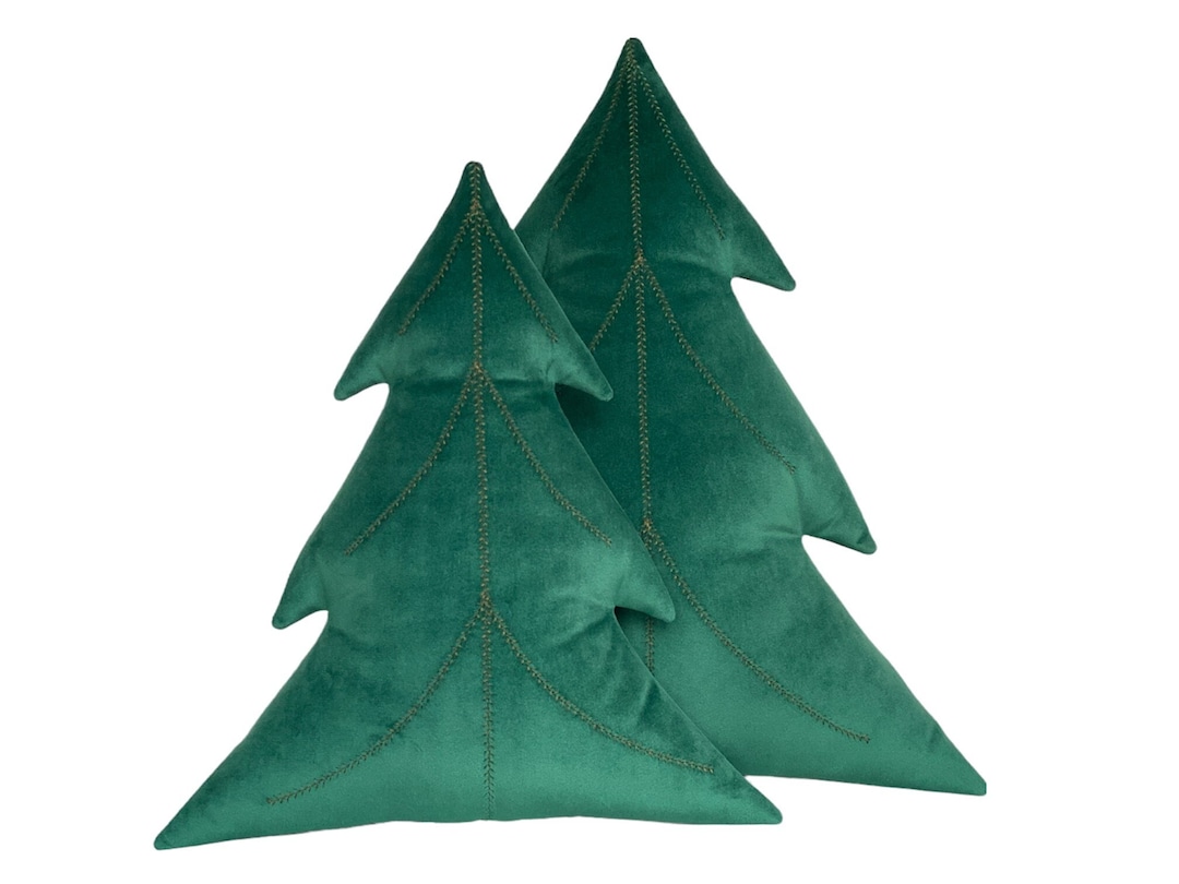 Pine Tree Shaped Cushion Christmas Tree Pillow Emerald Green Etsy