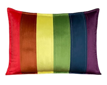 Velvet Rainbow Decorative Pillow, Throw Cushion, Pride Accent Pillow, Love is Love, Equality Matters, Pride LGBTQ Cushion, Gift Flag Pillow