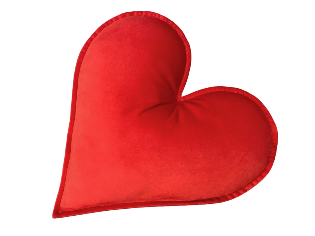 Red Velvet Heart Shaped Cushion, Red Heart Pillow, Throw Pillow