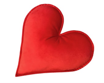 Red Velvet Heart Shaped Cushion, Red Heart Pillow, Throw Pillow, Velentines Cushion, Velentines Pillow, Valentines Gift, Valentines Decor