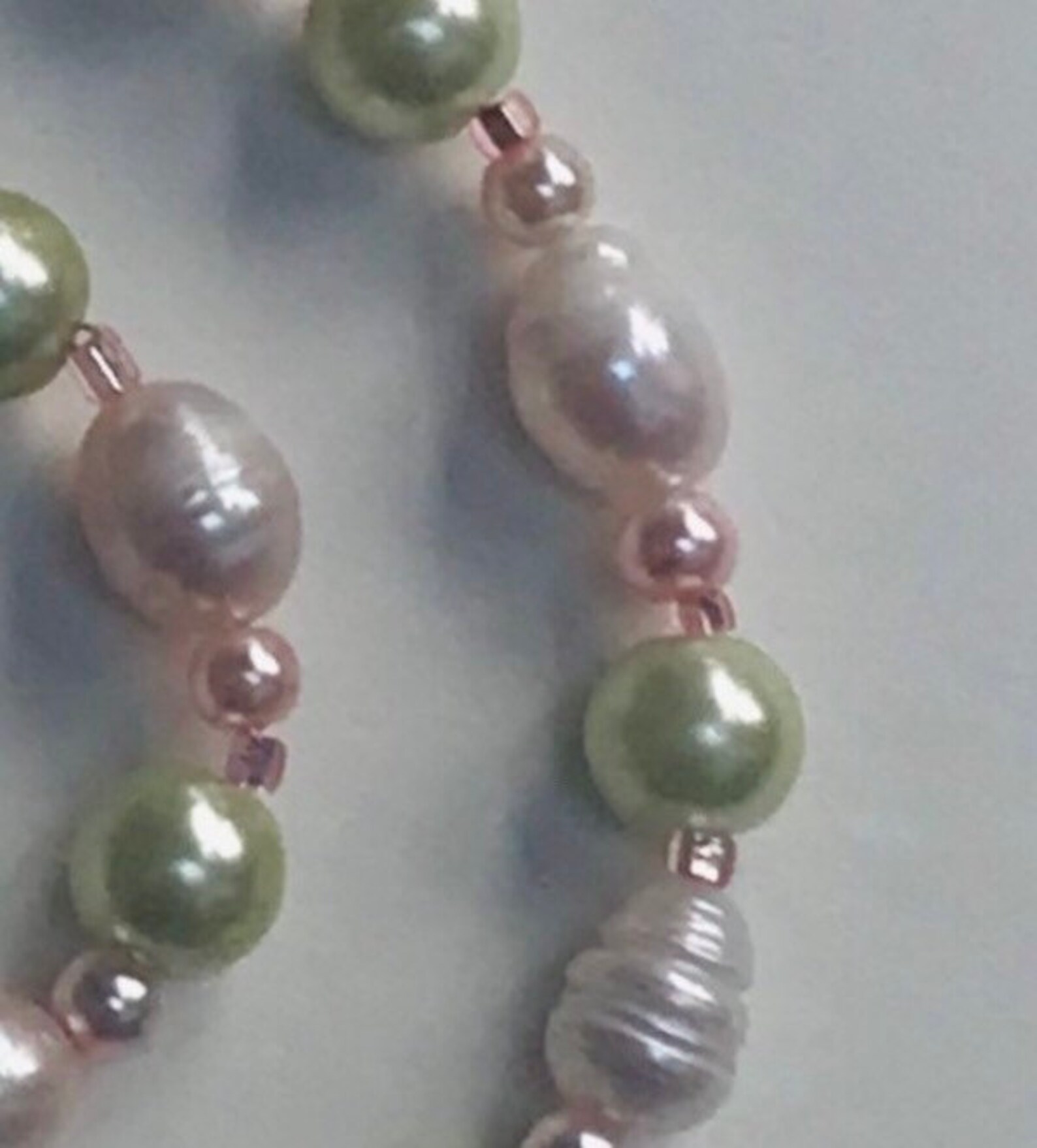 Pink and Green Pearl Necklace with Real and Fake Pearls Etsy