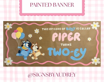 Hand Painted Custom Party Banner, Acrylic on Kraft Paper