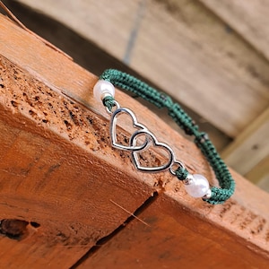 Handmade Macrame Bracelet with Silver Heart Charm | Adjustable Friendship Jewelry | Gift for Her, Anniversary, Minimalist Boho