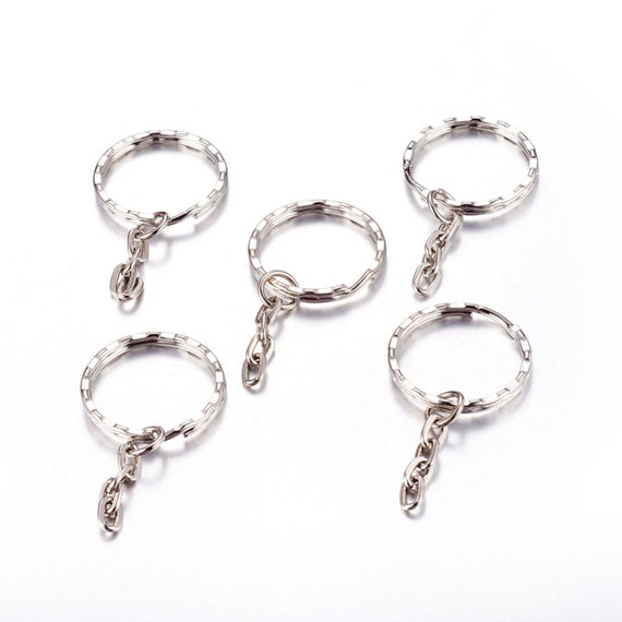 Alloy Keychain Clasp Findings, with Iron Split Key Rings, Electrophoresis  Black, 60x28mm