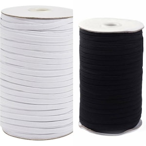 Cavo elastico piatto di buona qualità per cucire mestieri 6mm in bianco e nero