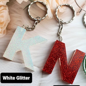 Resin Keychain, Personalised Gift, Woman Gift, Gift Idea, Glitter Accessory, Letter Keychain, Custom Keychain, Resin Keyring, keychain Gift, image 5