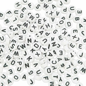 100 Letters A-Z  Single & Mix Alphabet White Round 7mm Acrylic Spacer Beads