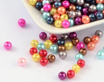 100psc 6mm Mixed Beads, Round Pearl, Acrylic Beads, Jewelry Making DIY  Beads