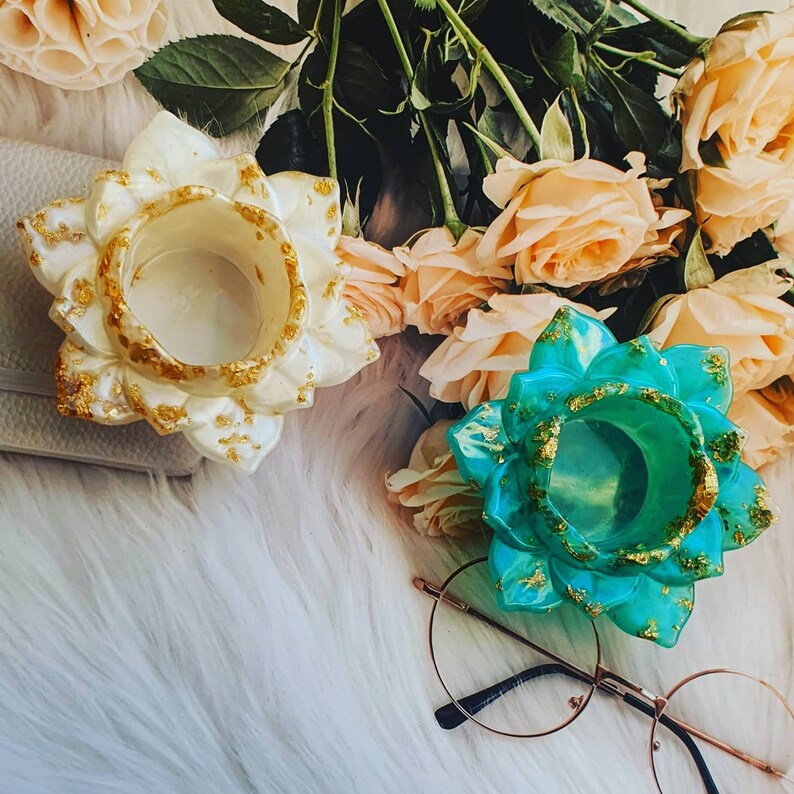 Resin Candle Holder resin Lotus Flower Candle Holderfloral Etsy UK