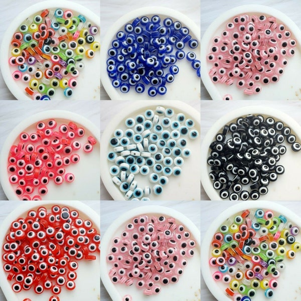 100 Resin Evil Eye ,mixed beads, 8mm Jewellery Making ,Random Mix