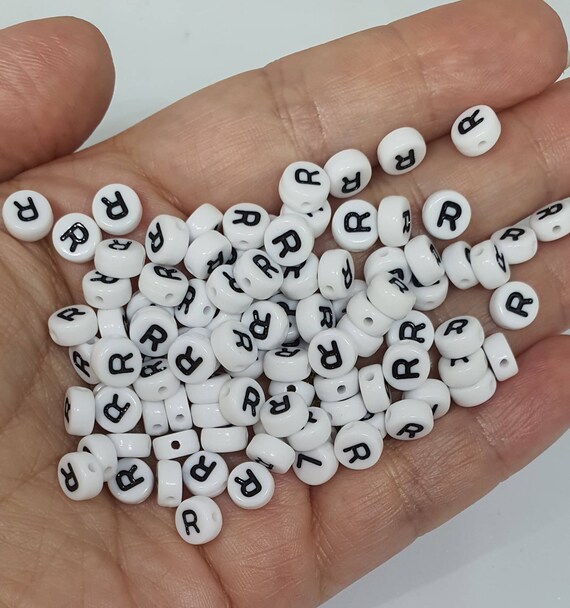 100 Alphabet White Letter Beads Letter R Etsy Hong Kong