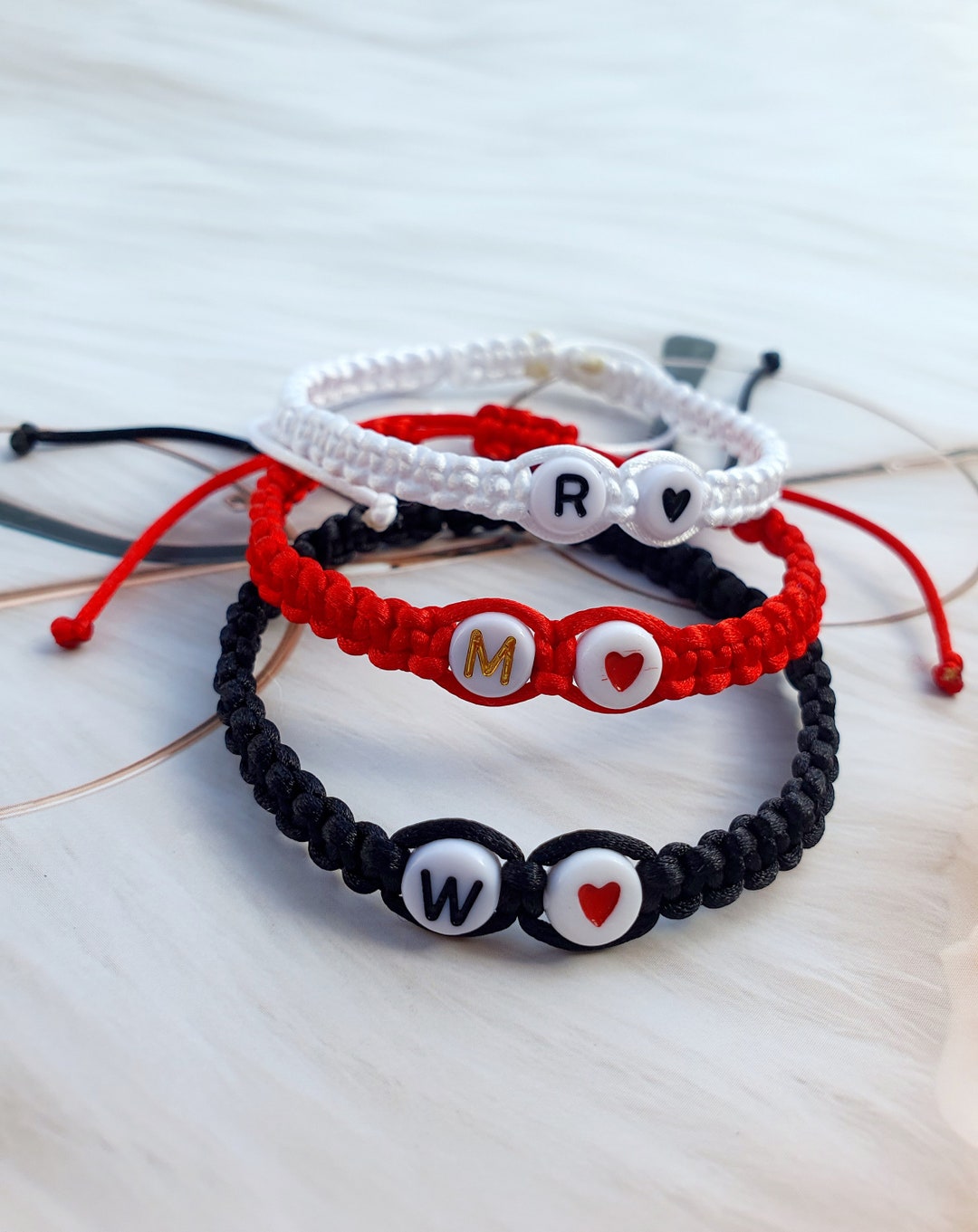 Macrame Initial Bracelet: Personalized Alphabet Couples Bracelet