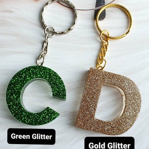 Resin Keychain, Personalised Gift, Woman Gift, Gift Idea, Glitter Accessory, Letter Keychain, Custom Keychain, Resin Keyring, keychain Gift, image 4