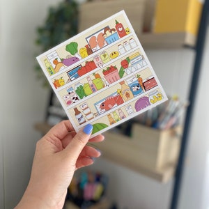 I-SPY FRIDGE EDITION art print // I-spy, search and find, fridge art, food art, food illustration, kawaii food, fruits, veggies, food