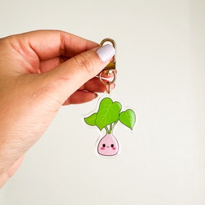 KALO keychain // Hawaii, taro, plant, rainforest, botany, tropical, island life, souvenir, poi, foodie, Hawaiian food
