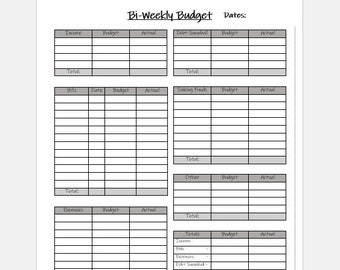 Bi-weekly Budget PRINTABLE Finance Budget Sheets | Etsy
