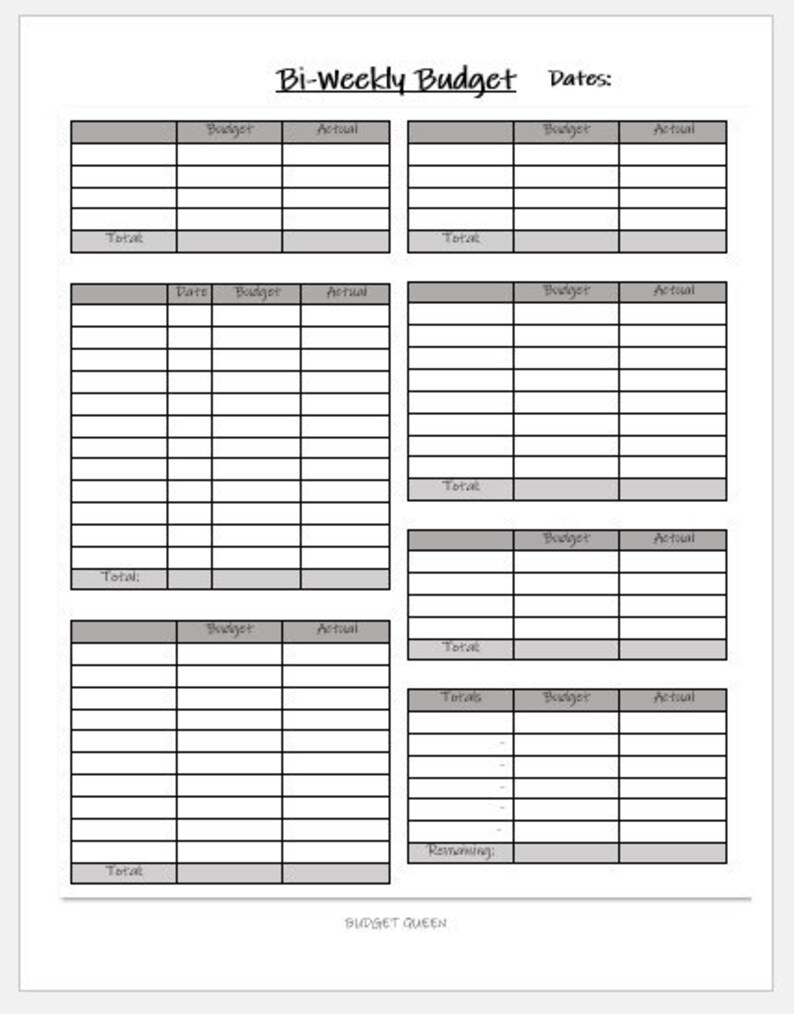 BLANK Bi weekly Budget Template 2 PRINTABLE Finance Budget Etsy