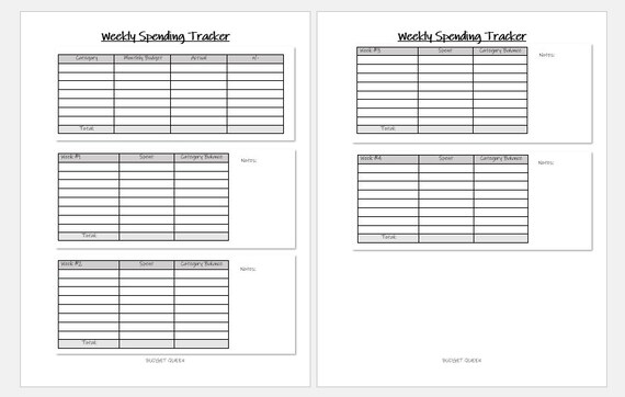 4 week weekly spending tracker printable finance budget sheets keep track of finances
