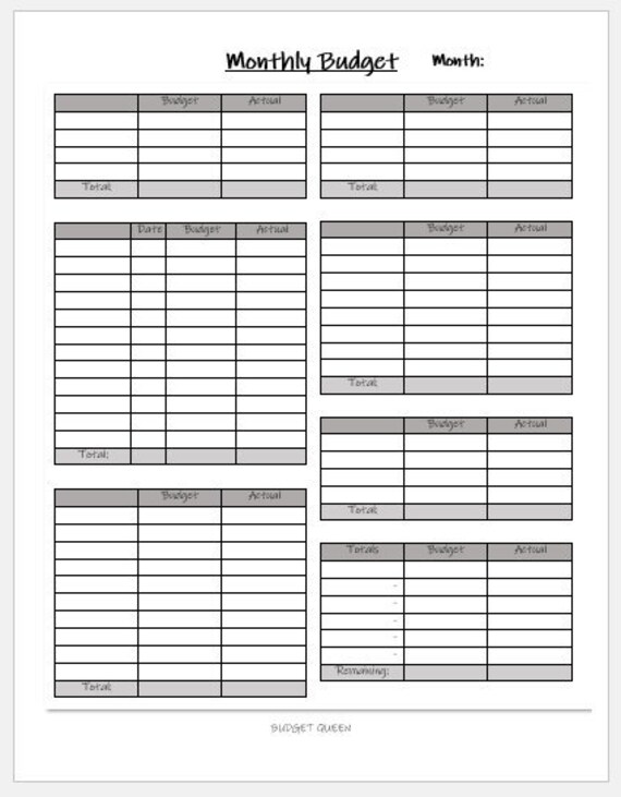 BLANK Monthly Budget Template 2 PRINTABLE Finance Budget Etsy Australia