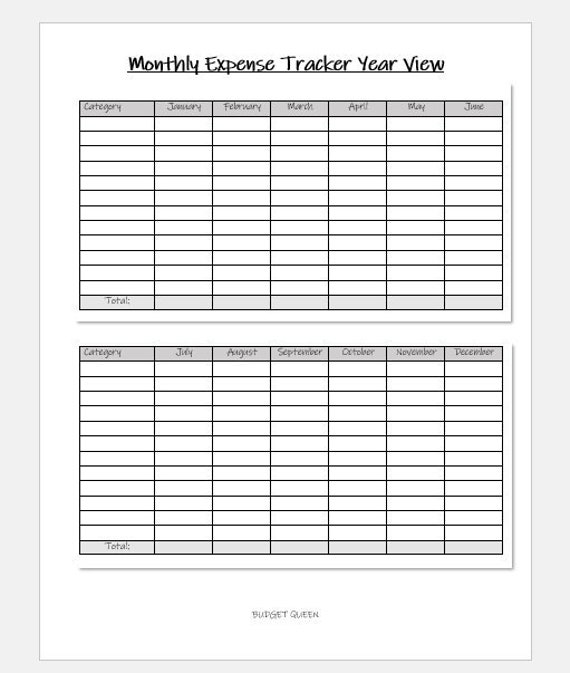 Monthly Expense Tracker Year View PRINTABLE Finance Budget | Etsy