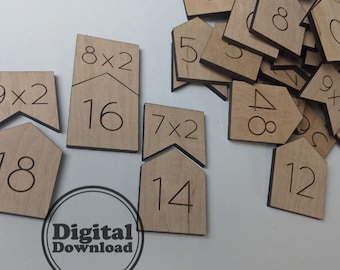 Multiplication 3 Sets, Flashcards Digital File, Laser File, SVG
