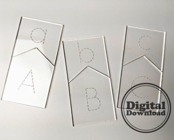 ABC Karteikarten Digitale Datei, Groß- und Kleinbuchstaben, Laser-Datei, Ai und SVG