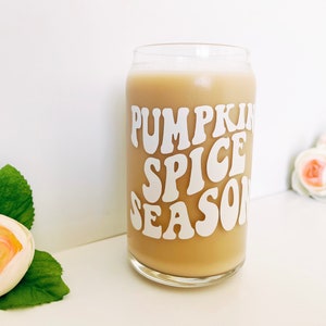 Pumpkin Spice Season Glass Can | Beer Can Glass|Glass Coffee Cup |Iced Coffee Glass|Glass Can Cup|Glass Cup|Coffee|Pumpkin Spice|Fall Season