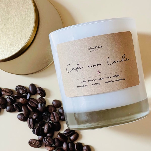 Cafe Con Leche | Fresh Coffee | Coconut | Rum | Sugar | Soy Wax Candle