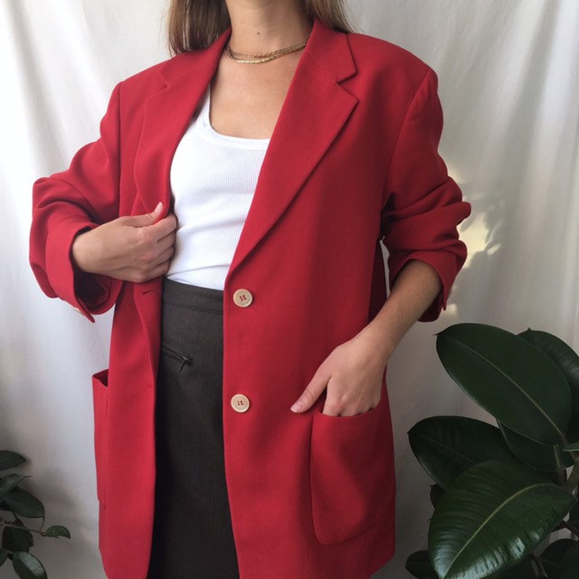 Vintage MAX MARA Womens Blazer Cherry Red Wool Viscose Blend | Etsy