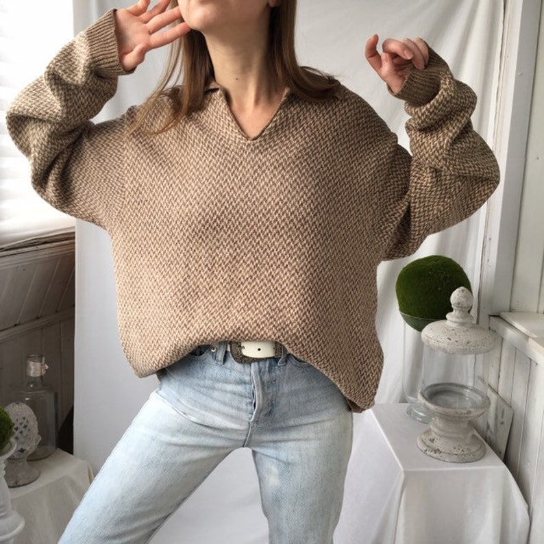 Vintage 90s Polo Ralph Lauren Sweater Beige Linen Cotton | Etsy