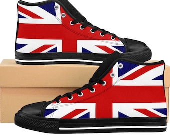 Union Jack Sneakers Mens United Kingdom Flag High Top Sneakers Great Britain Tennis Shoes Union Jack High Top Sneakers