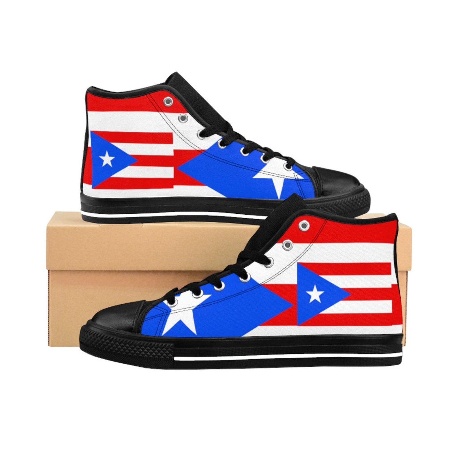 Puerto Rico Flag Sneakers High Tops Mens Puerto Rico Shoes Etsy