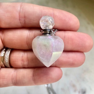 Aura Crystal Vial Necklace • Bottle Pendant • Loss of Sister • Pet Urn Necklace • Wearable Urn Jewelry • Stash Necklace • Urn for Human Ash