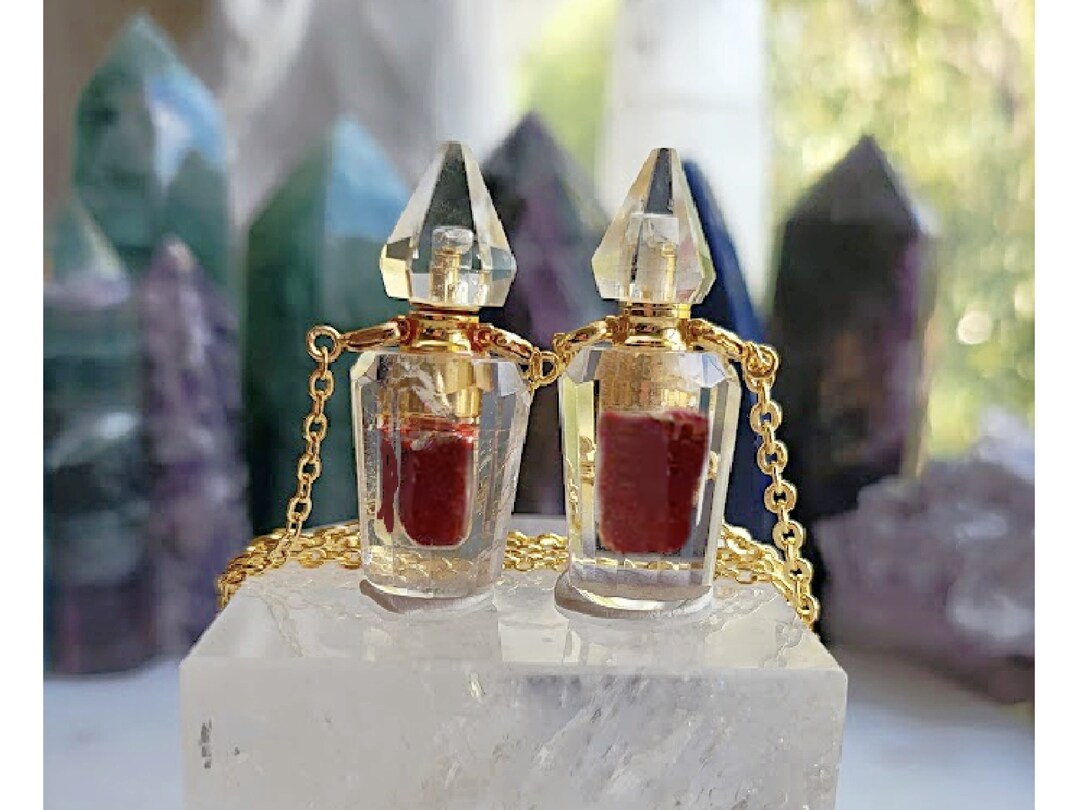 Blood Vial Necklaces for Couples With Crystal Clear Quartz Etsy