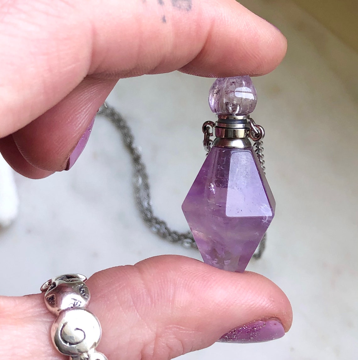 Amethyst Crystal Vial Necklace Mini Urn Necklace Ash Etsy