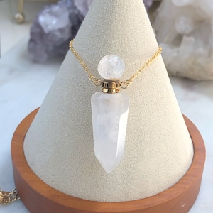 White Quartz Crystal Vial Necklace - Cremation Necklace - Cremation Ash Keepsake - Memorial Jewelry - Ashes Holder - Loss of pet gift