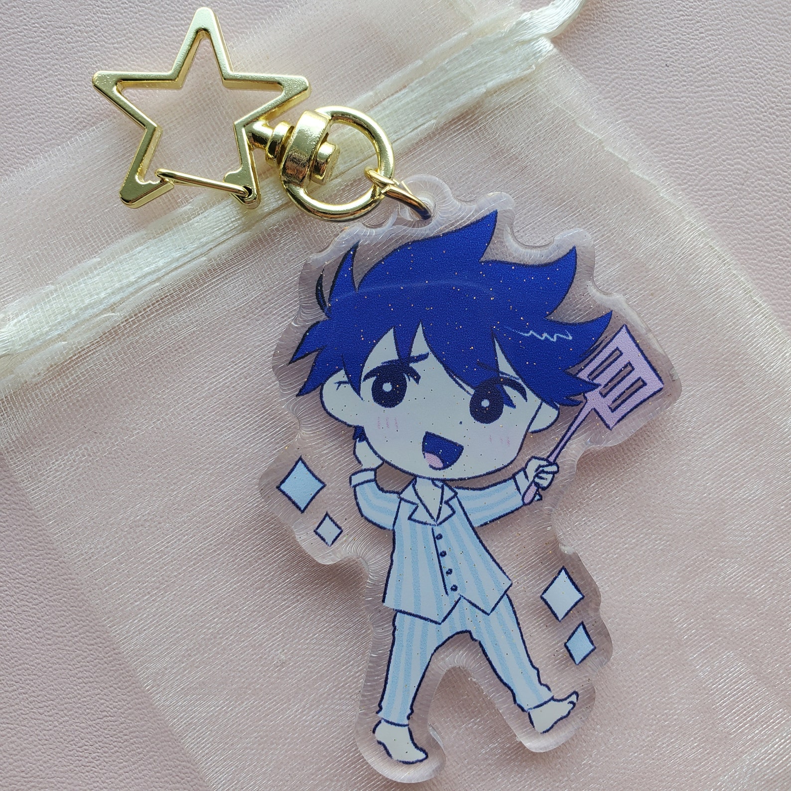 OMORI Acrylic Charm Keychains Double Sided Glossy Glitter Etsy New