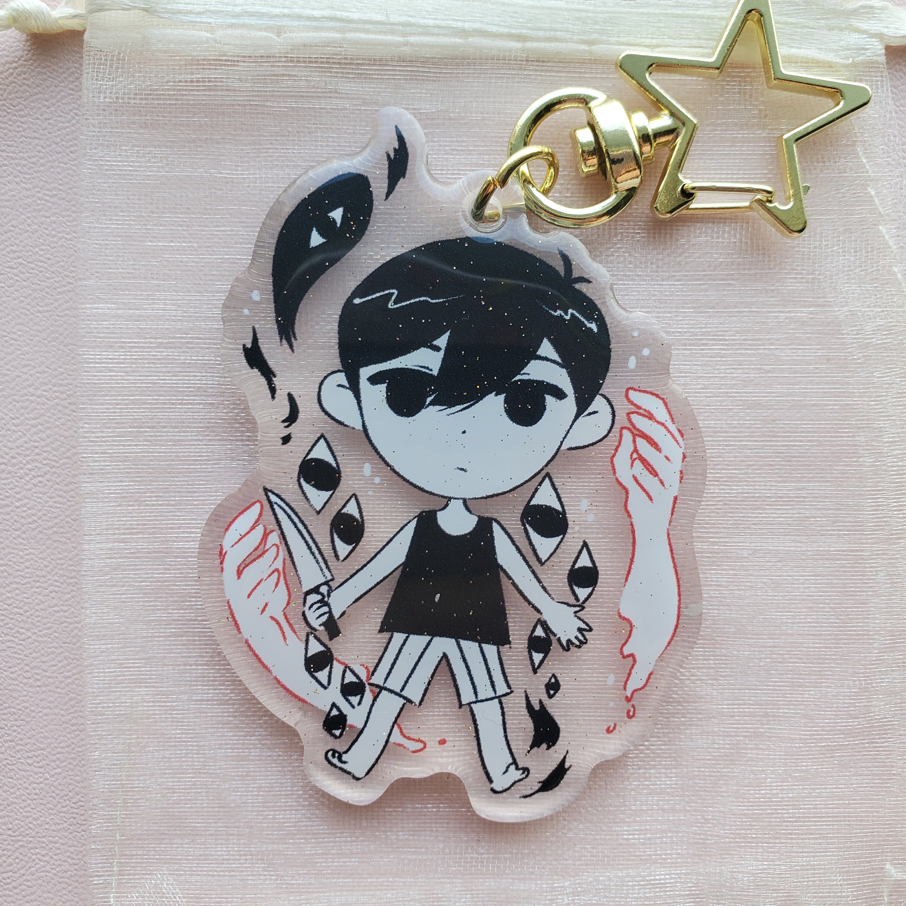 OMORI Acrylic Charm Keychains Double Sided Glossy Glitter Etsy New