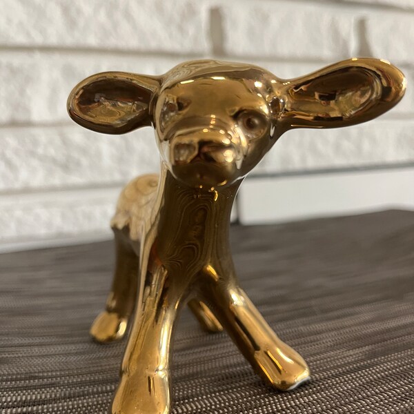Gold Baby Calf Ceramic Figurine