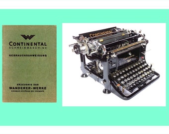 EXCLUSIVE SALE --- Instruction manual for CONTINENTAL typewriters. A true gem. Very rare to find