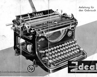 Seidel & Naumann IDEAL Typewriter. Instruction Manual. In GERMAN. Hard to find ***Digital****