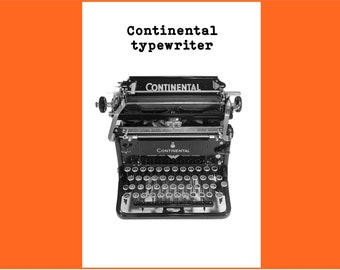 Vintage elegantie: CONTINENTAL Typewriter Poster - Digitale download voor tijdloos decor