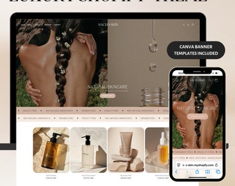 Shopify Theme for Skincare Brand, Luxury Beauty Website Template 2.0, Minimal Cosmetics Store Design, Easy Setup Ecommerce Theme