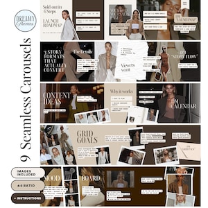 Beige Social Media Carousel Templates, Seamless Instagram Posts