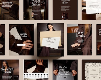 Instagram-Vorlagen Canva für Social Media-Manager, Braun Neutral Content Kit, bearbeitbare IG Posts für Coaches Small Business Branding Kit