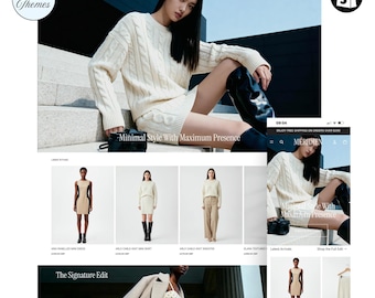 Shopify Theme, Minimal Clothing Store Design, Responsive Boutique Template