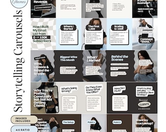 Plantillas de carrusel de Instagram para contar historias: paquete de Canva para propietarios de negocios, emprendedores y administradores de redes sociales
