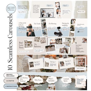 Instagram Carousel Templates – Wedding Photographer Canva Pack (10 Seamless Carousels)