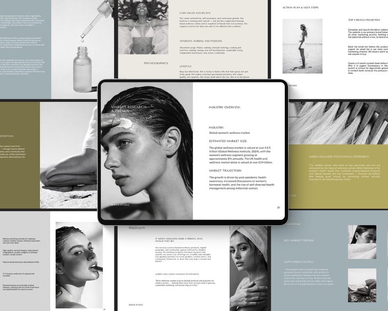 Brand Strategy Template, 52 Page Branding Kit & Guidelines, Editable Brand Workbook for Wellness Brands image 1