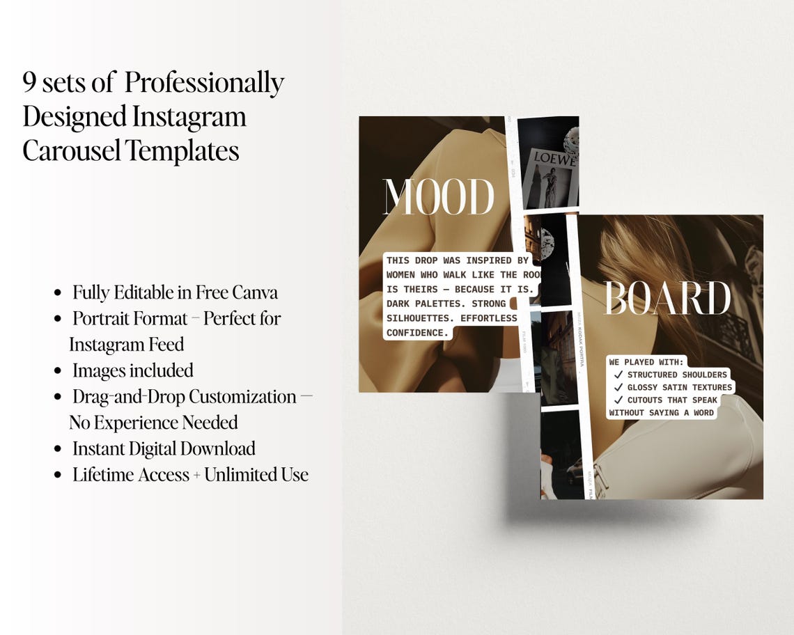 Beige Social Media Carousel Templates, Seamless Instagram Posts Etsy